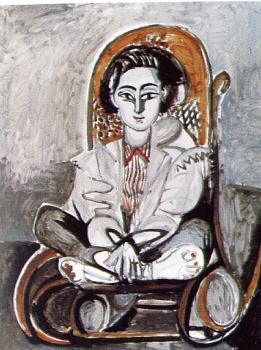 巴勃羅 畢加索 坐在搖椅裡傑奎琳